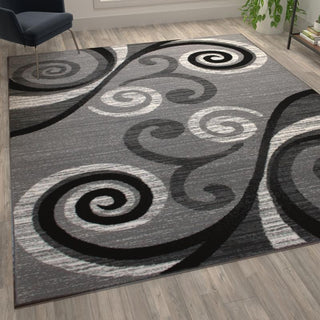 Valli Collection Modern Abstract Pattern Area Rug -Olefin with Jute Backing, Grey, 8' X 10'