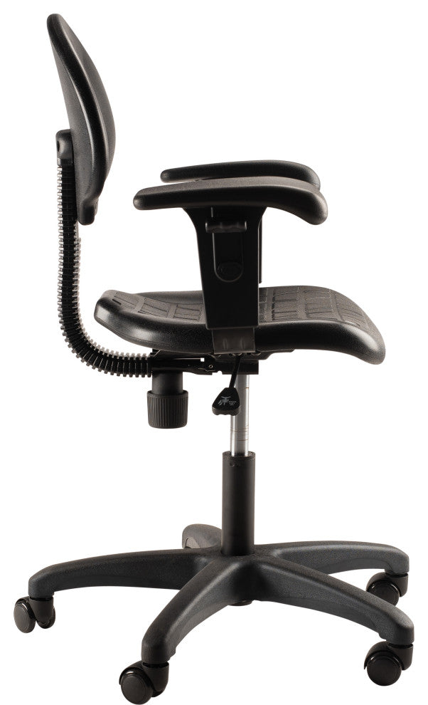 NPS Polyurethane Task Chair With Arms, 16"-21" Height, Black