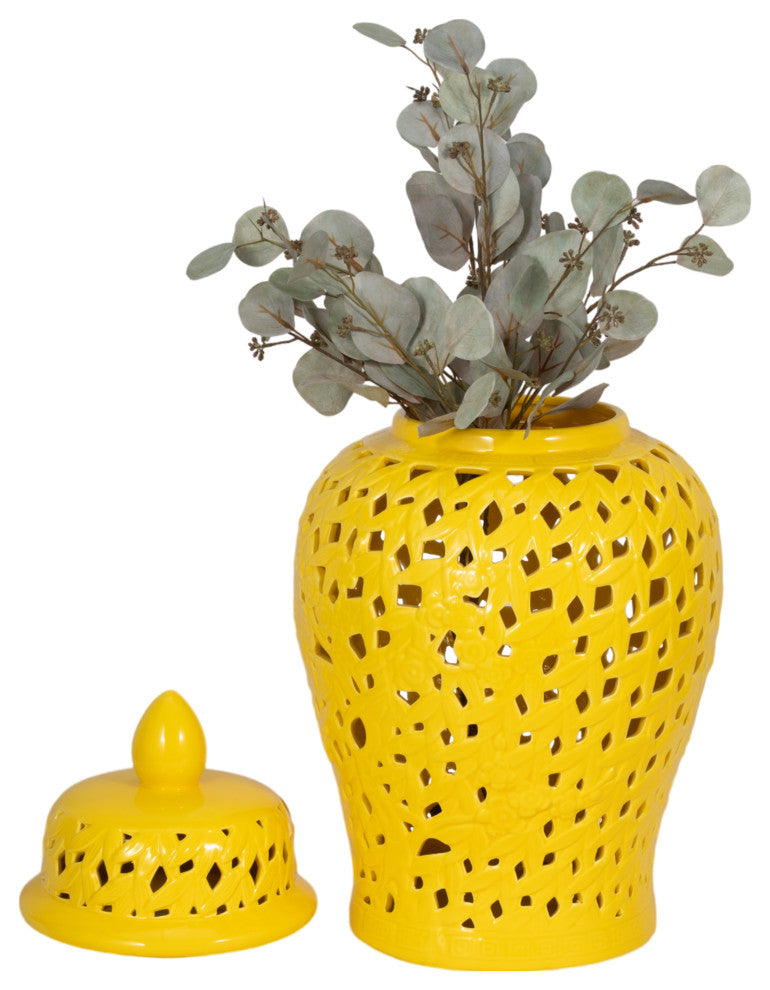Pierced Yellow Temple Jar 24"