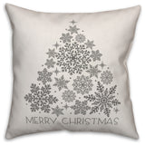 Merry Christmas Snowflake Tree 18"x18" Throw Pillow Cover