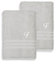Denzi Bath Sheets With Monogrammed Letter, Set of 2, F