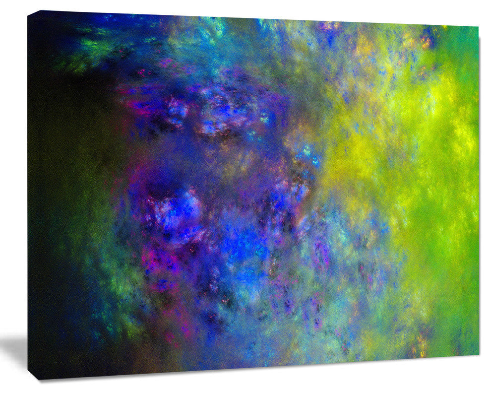 Blue Green Starry Fractal Sky, Abstract Canvas Art Print, 40x30