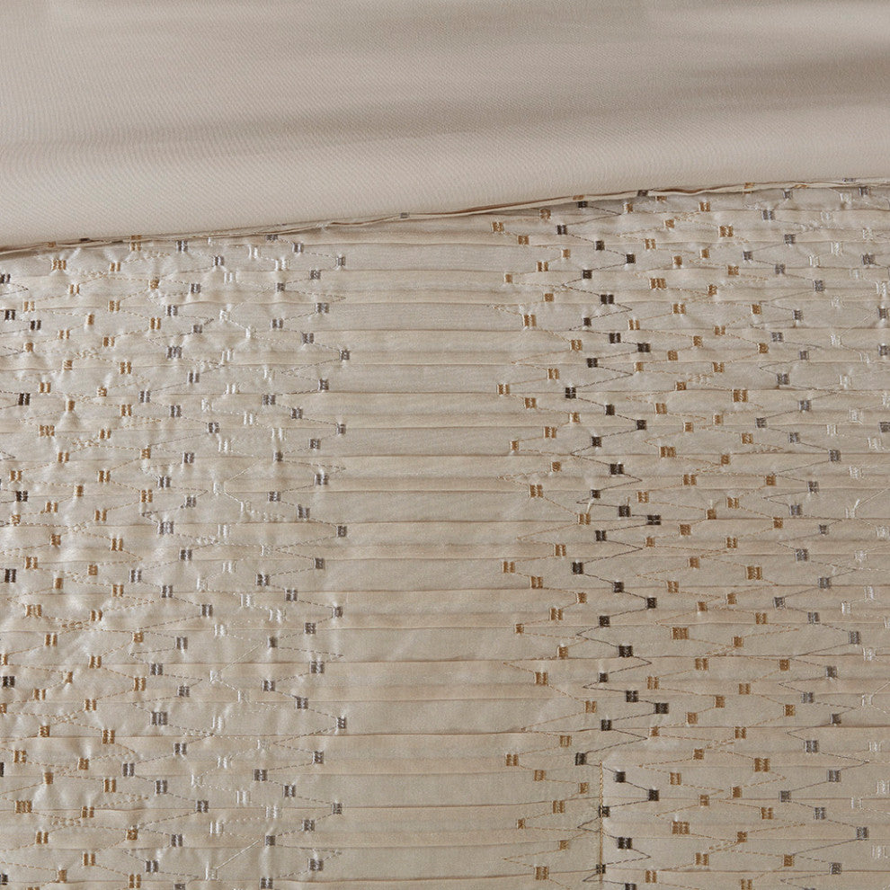 Madison Park Camelia 8 Piece Embroidered Comforter Set in Natural