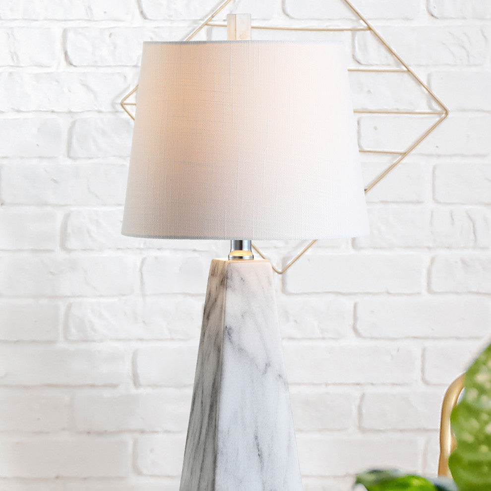 Owen 20.5" Resin LED Table Lamp, White Marble