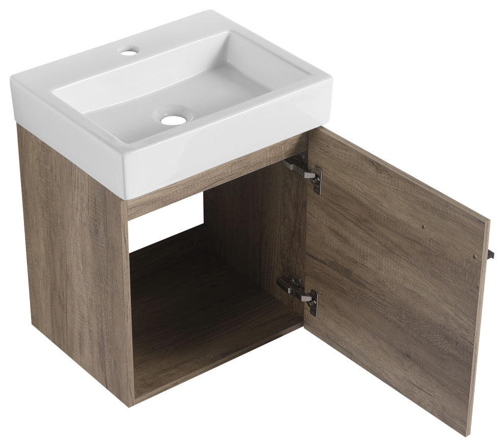 BNK Minimalist Wall-Mounted Bathroom Vanity with Ceramic Basin