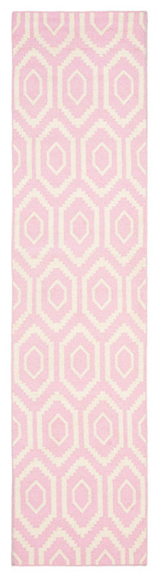 Safavieh Dhurries Dhu556C Geometric Rug, Pink/Ivory, 2'6"x6'0" Runner