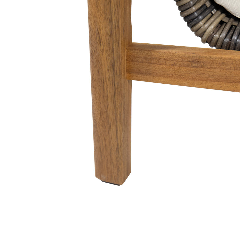 Kedan Outdoor Acacia Wood and Wicker Club Chair
