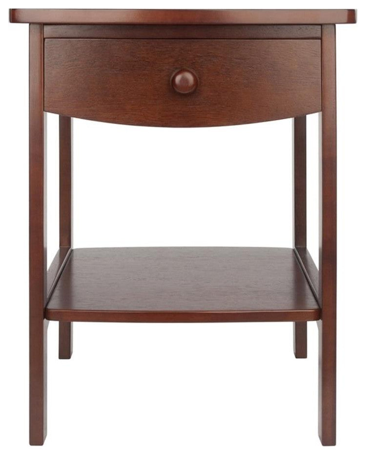 Pemberly Row 22.05"H Solid Wood Nightstand with Drawer in Antique Walnut