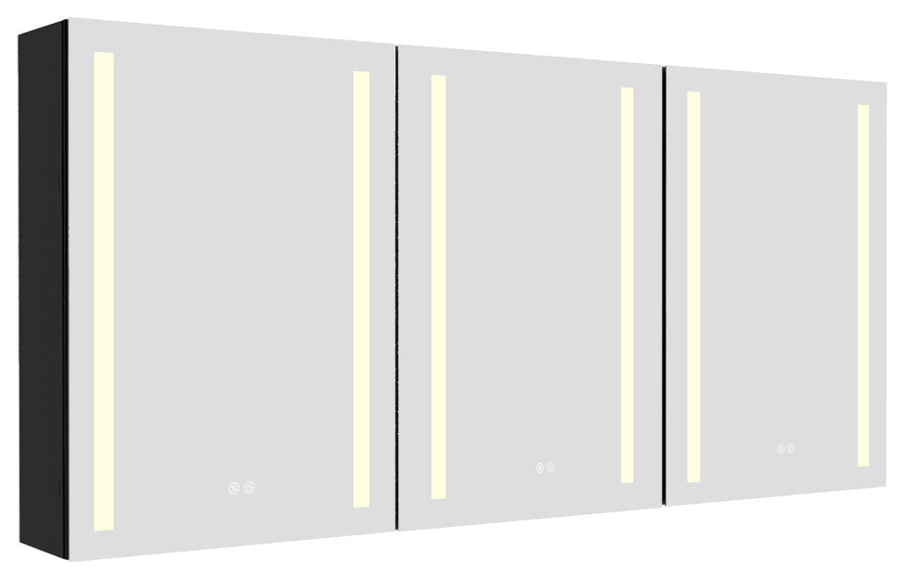 60"x30" Surface Mount Frameless Aluminum LED Medicine Cabinet With Anti-Fogger