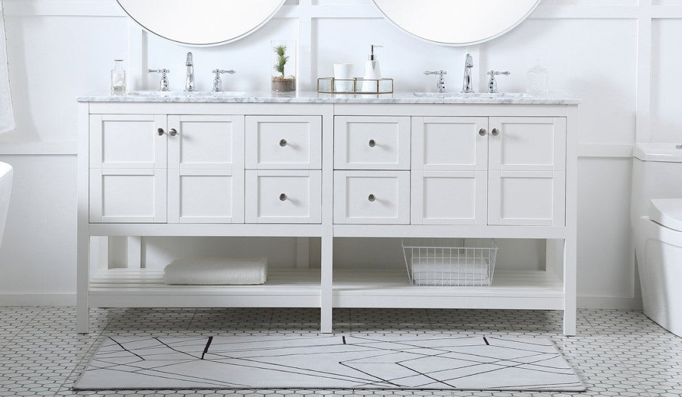 Elegant VF16572DWH 72"Double Bathroom Vanity, White