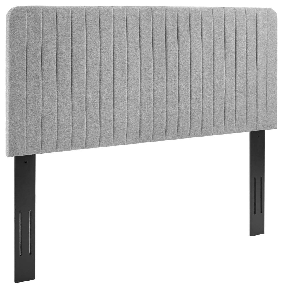Tufted Upholstered Fabric King/California King Headboard Light Gray