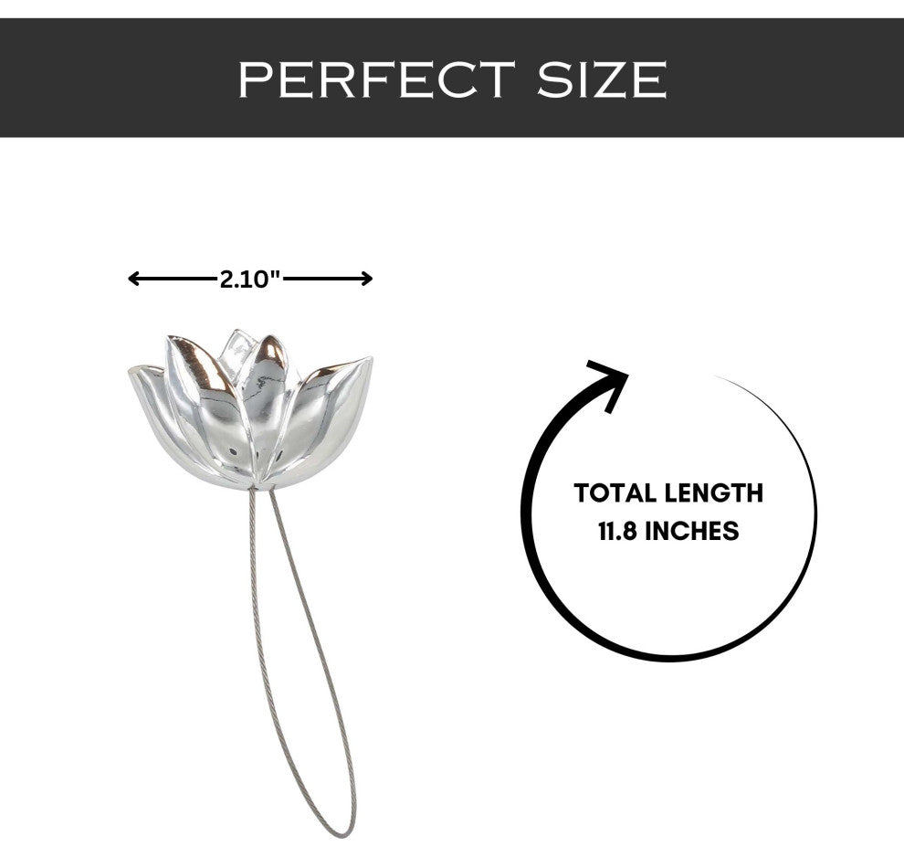 Magnetic Tulip Curtain Tieback "“ Elegant Resin Design with Strong Magnet, Chrome, Pack of 1