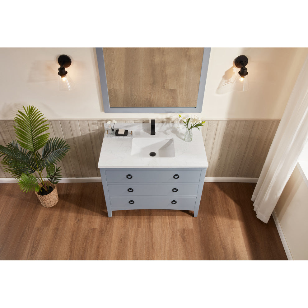 Legion Furniture WS2518 Series Bathroom Sink Vanity, Cadet, 42", Artificial Stone Top, Single Sink