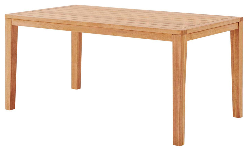 Side Dining Chair and Table Set, Wood, Brown Natural Taupe Gray, Modern, Outdoor
