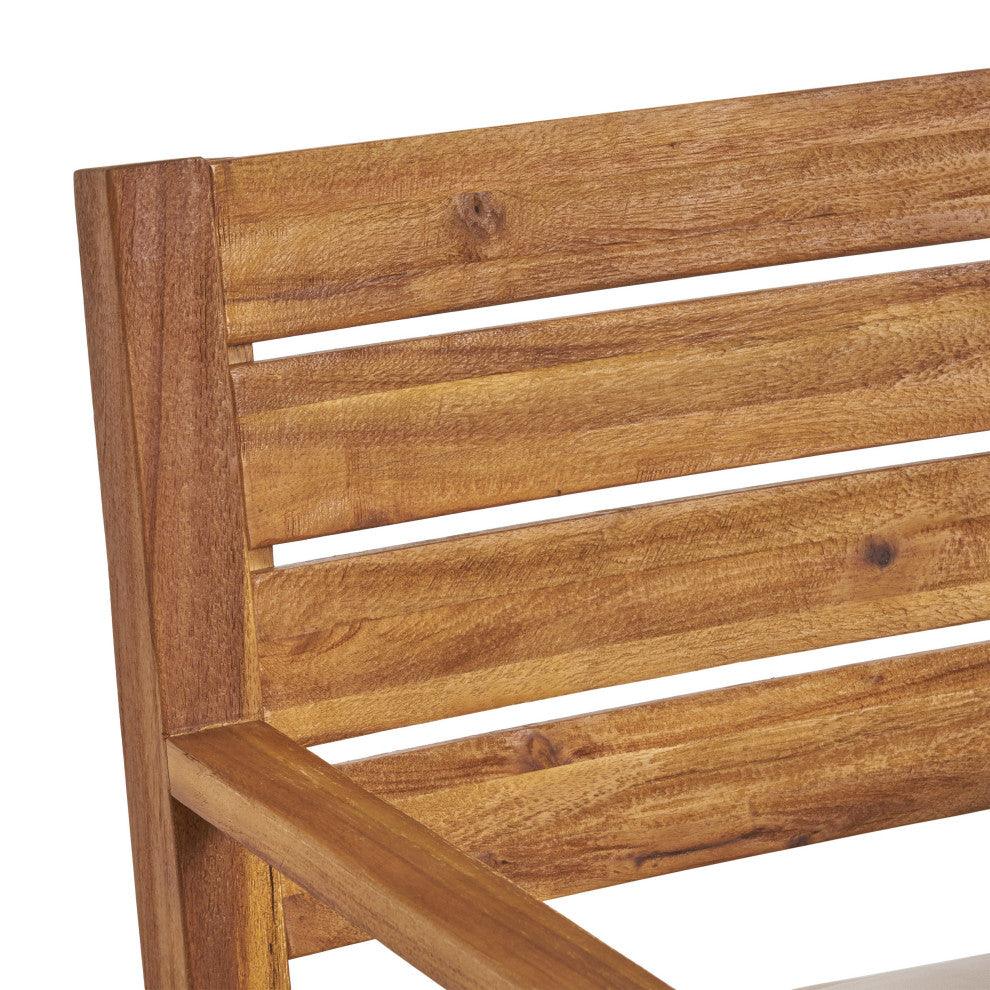 GDF Studio Arely Outdoor Acacia Wood Dining Chairs, Set of 2, Beige