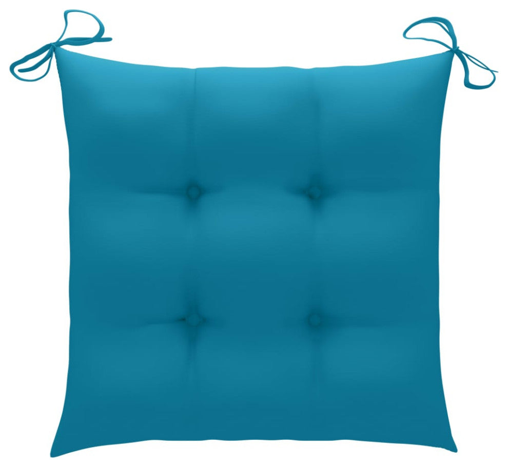 vidaXL 4x Solid Teak Wood Patio Chairs with Light Blue Cushions Lounge Seat