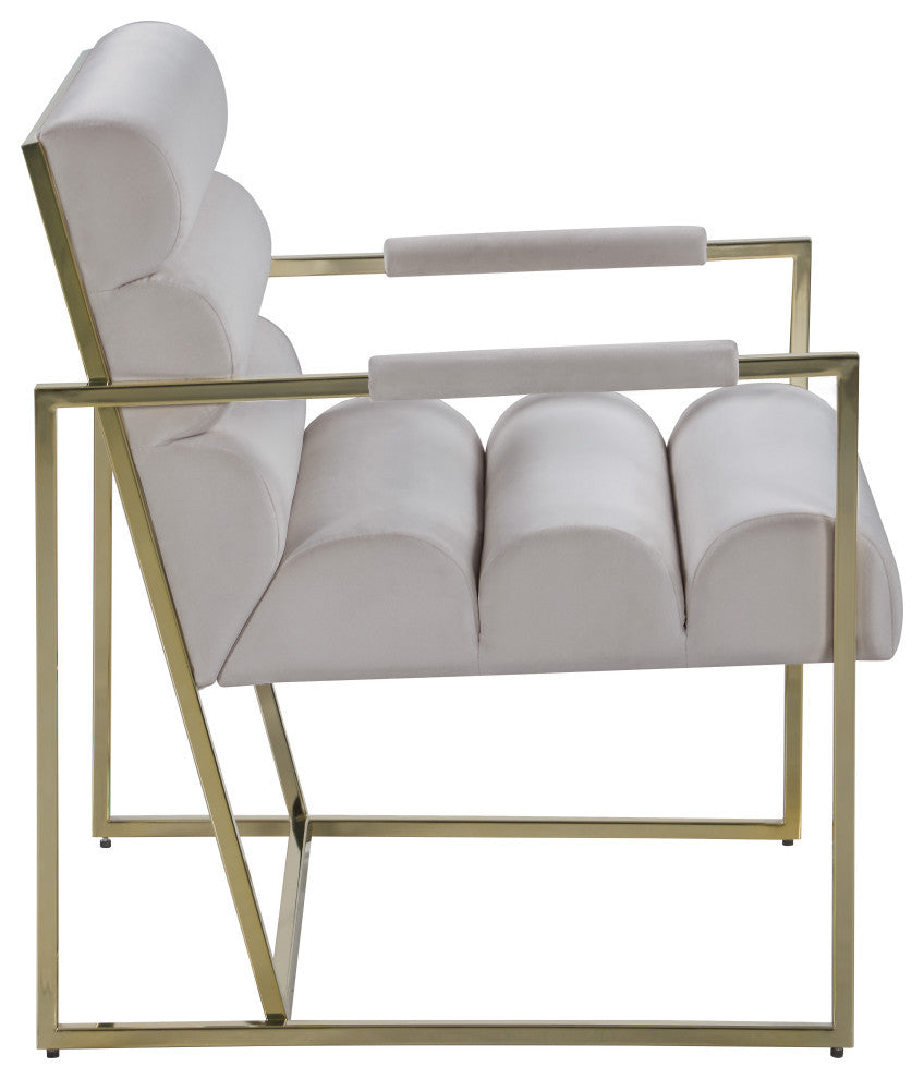 Wayne Velvet Upholstered Accent Chair, Cream