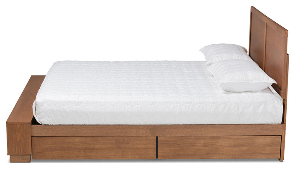 Tamsin Ash Walnut Brown Finished Queen Size 4-Drawer Platform Storage Bed