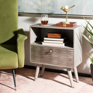Safavieh Brandy 1 Drawer Nightstand, Grey Walnut