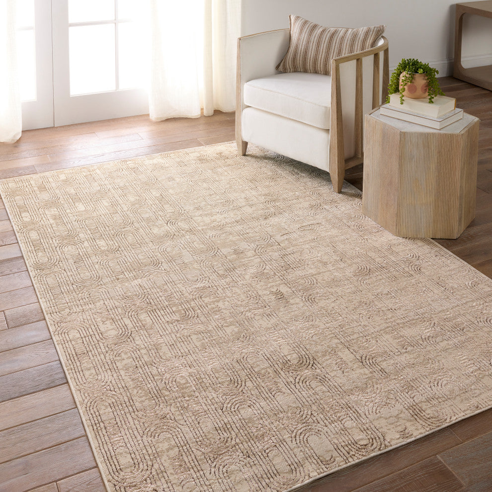 Gimeas Geometric Gold/ Beige Area Rug 7'10"X10'6"