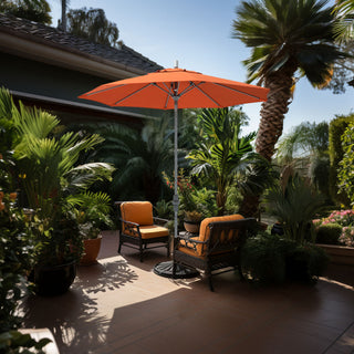 7.5' Grey Collar Tilt Lift Fiberglass Rib Aluminum Umbrella, Pacifica, Sapphire