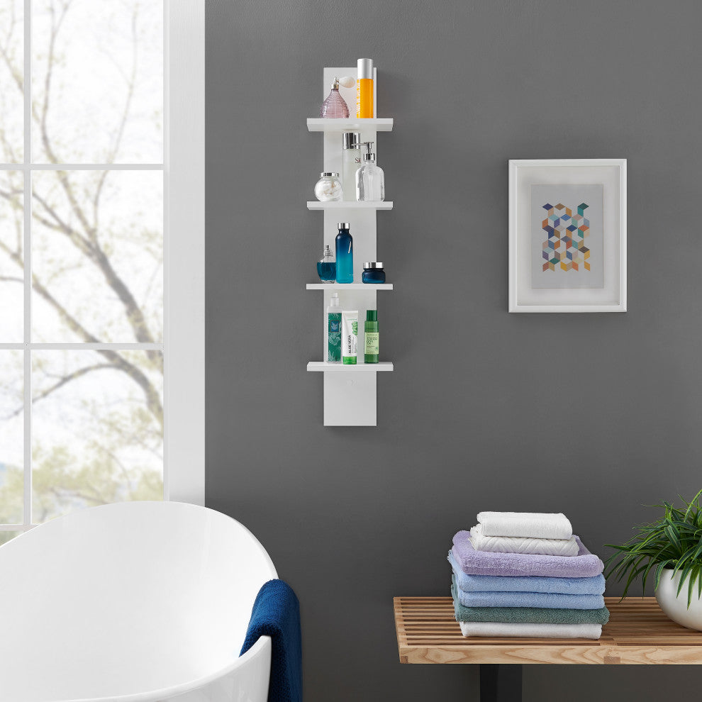 Danya B. Arica Utility Column 4-Tier Spine Wall Shelves, White
