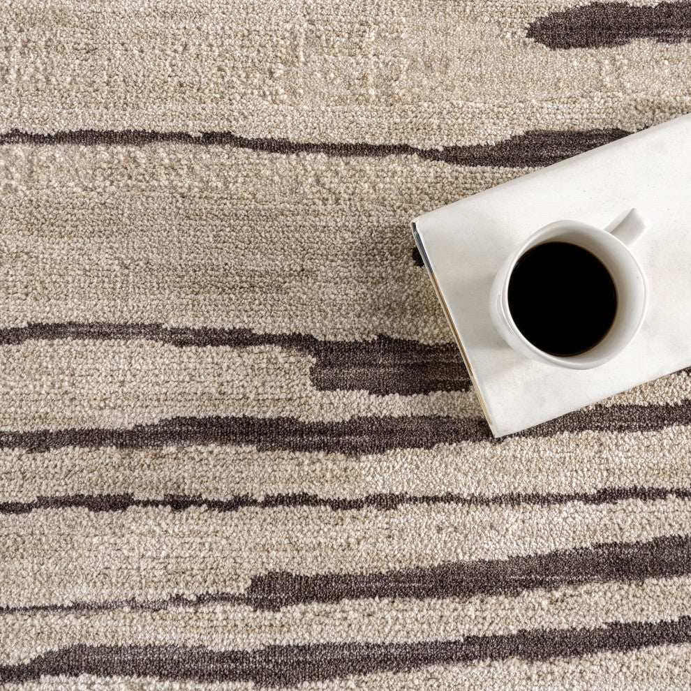 Eufemia Contemporary Abstract Area Rug, Beige 4'x6'