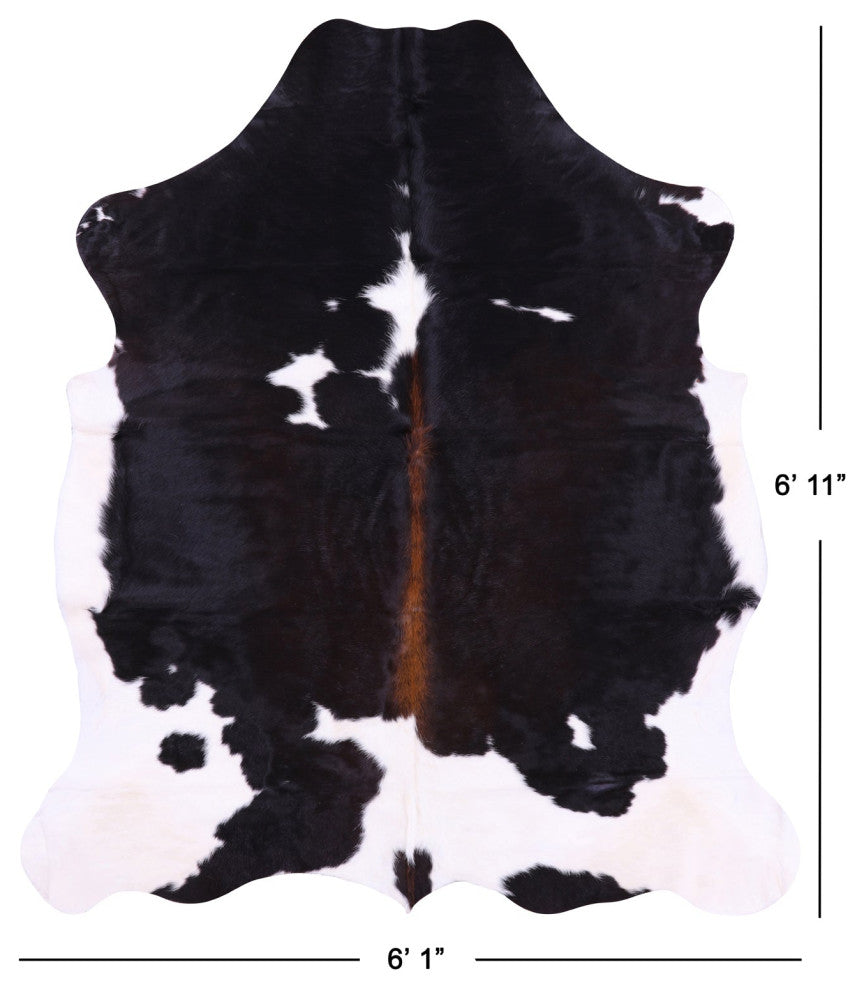 6' 11" X 6' 1" Organic Natural Hair-On Cowhide Area Rug C1628