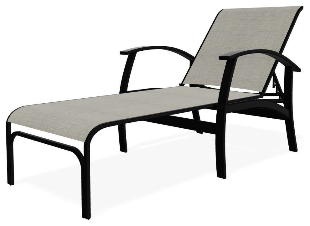 Belle Isle Sling 4-Position Outdoor Chaise Lounge, Ella/Black