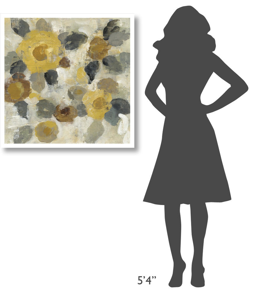 "Neutral Floral Beige II Yellow Flowers" Print by Silvia Vassileva, 32"x32"