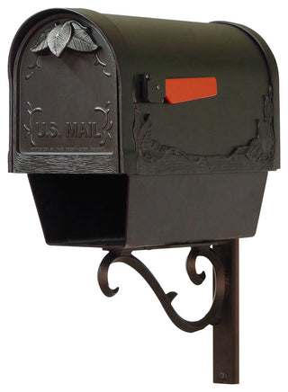 Floral Mailbox With Newspaper Tube & Sorrento Front Mailbox Mounting Bracket