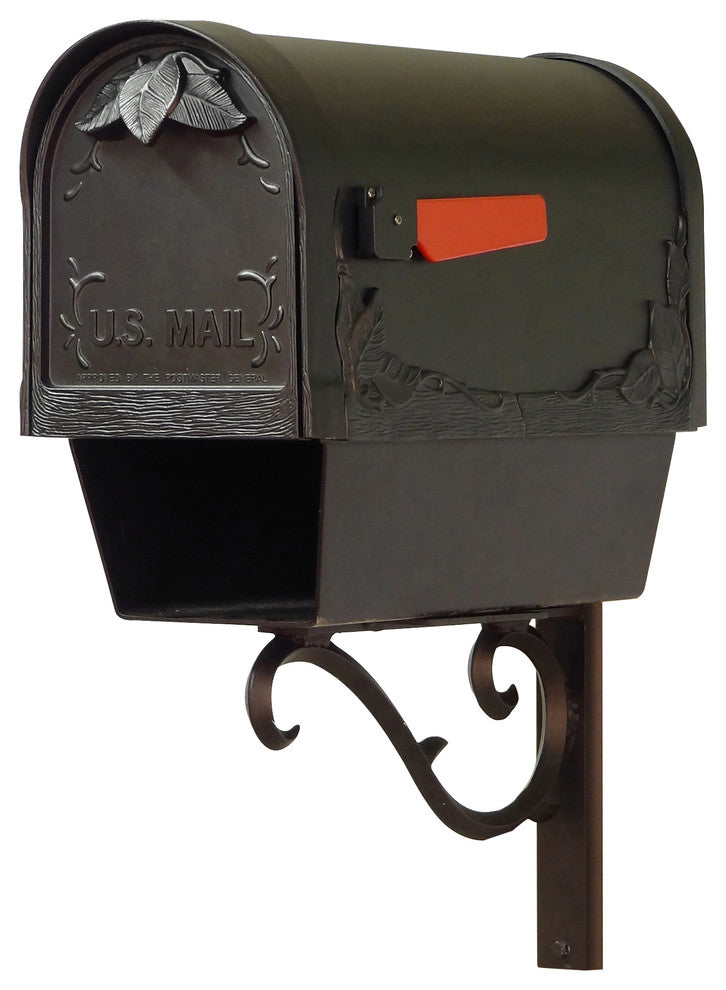 Floral Mailbox With Newspaper Tube & Sorrento Front Mailbox Mounting Bracket