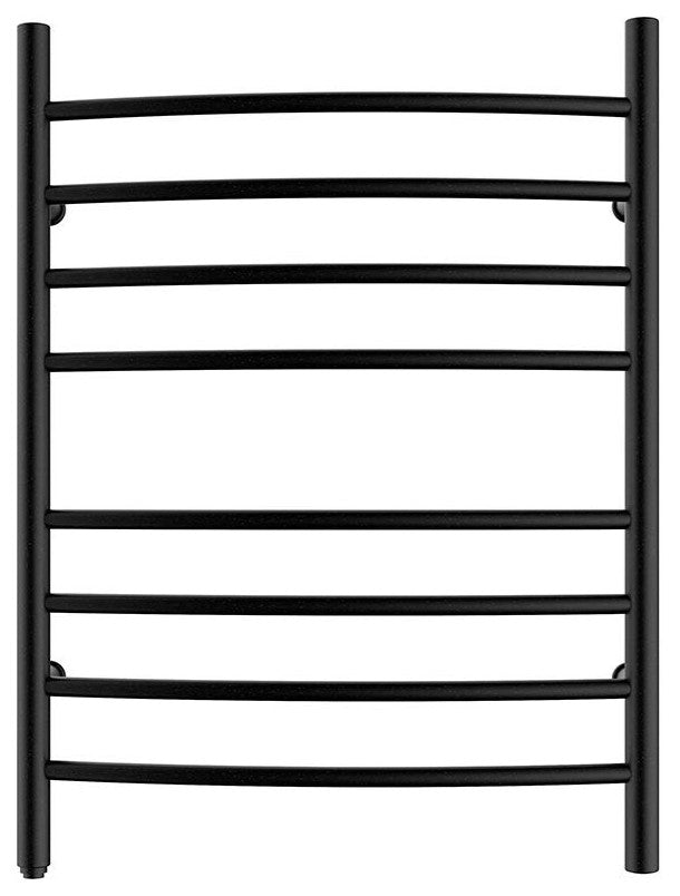 Heatgene Wall Mounted 8 Bar Plug-in Curved Towel Warmer Towel Rack, Matt Black