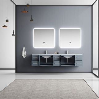Geneva Transitional Dark Grey 84" Double Vanity Set