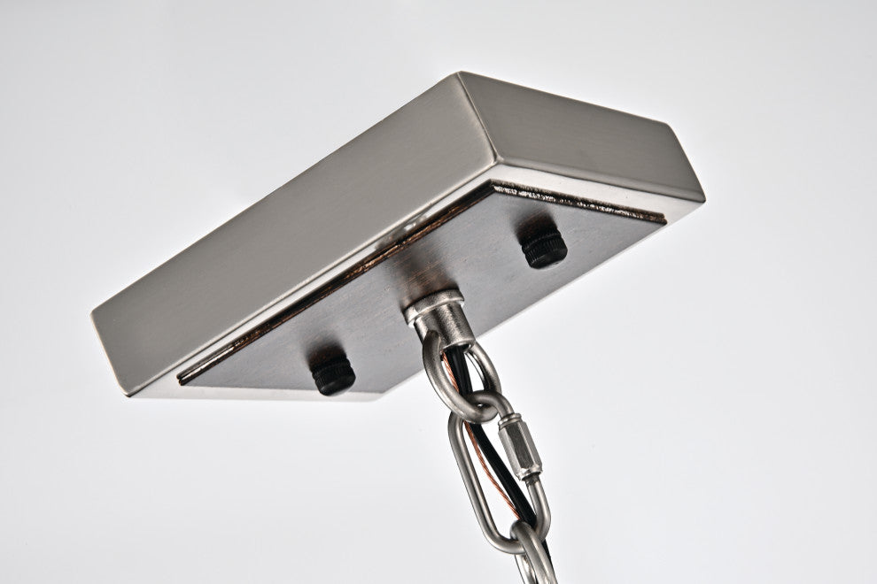 4-Light Brushed Nickel and Wood Finish Vertical Linear Industrial Pendant