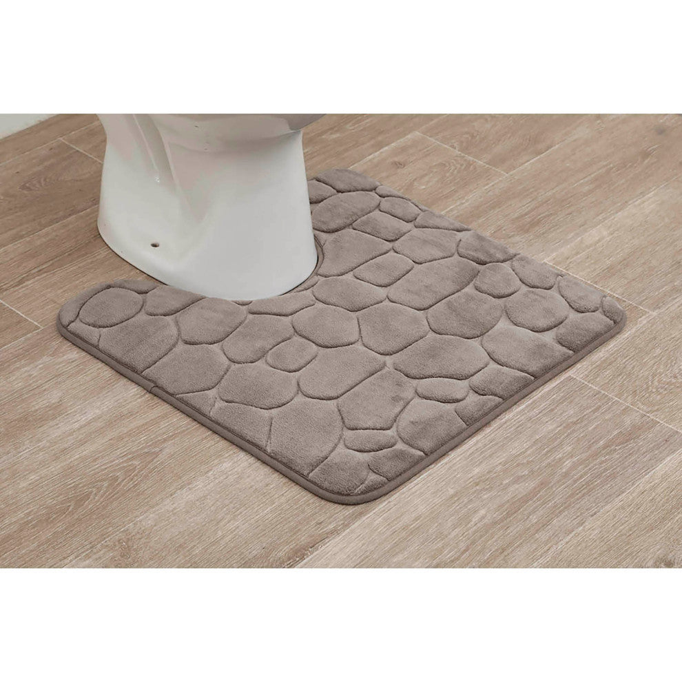 Bath Rug Memory Foam Mat 3D Pebble, Taupe, Contour Rug 20"x20"