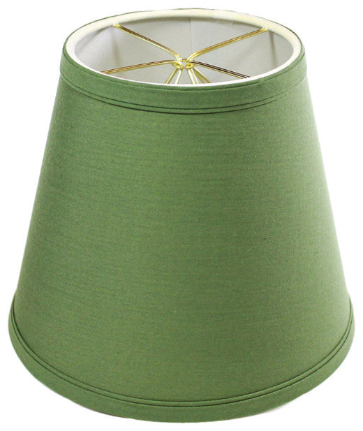 5x8x7 Textured Oatmeal Hard Back Lampshade with White Lining Edison Clip On, Kale Green