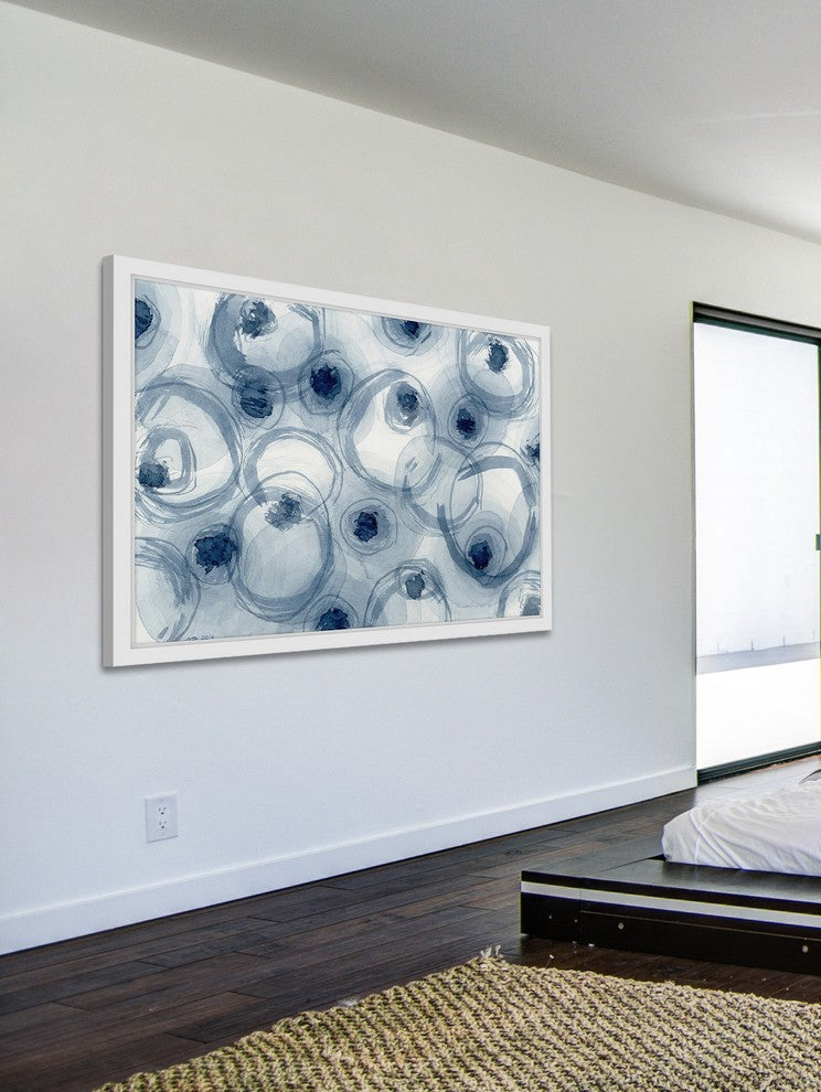 Marmont Hill, "Indigo Ovals" by Nikki Galapon Framed Painting Print, 18x12