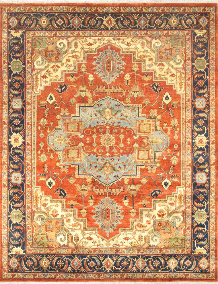 Pasargad Home Serapi Collection Hand-Knotted Rust Wool Area Rug, 8'x10'2"