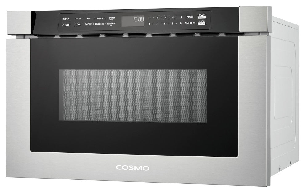 Cosmo 24" 1.2 Cubic Ft Built-in Microwave Drawer, Stainless Steel