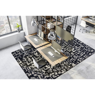 Joy Carpets WorkSpace Block Print Area Rug, Onyx, 7'8" X 10'9"