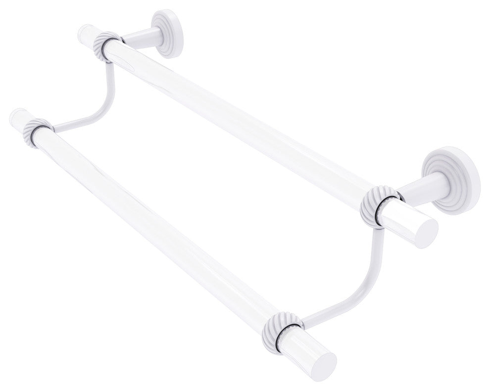 Pacific Beach 24" Double Towel Bar with Twisted Accents, Matte White