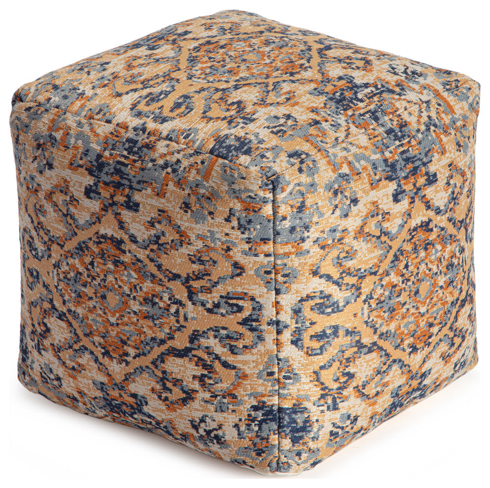 Tofino Orange 20" x 20" x 20" Multicolor Pouf