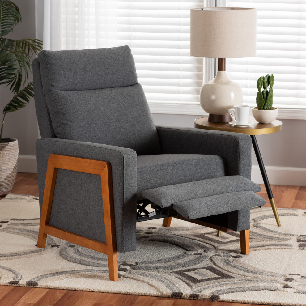 Halstein Mid-Century Modern Upholstered Lounge Chair, Gray