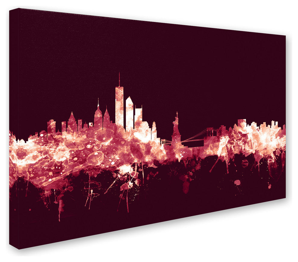 Michael Tompsett ''New York Skyline Maroon'' Canvas Art, 16x24