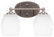 Capri 2-Light Bath Bar, Brushed Nickel/White Matrix