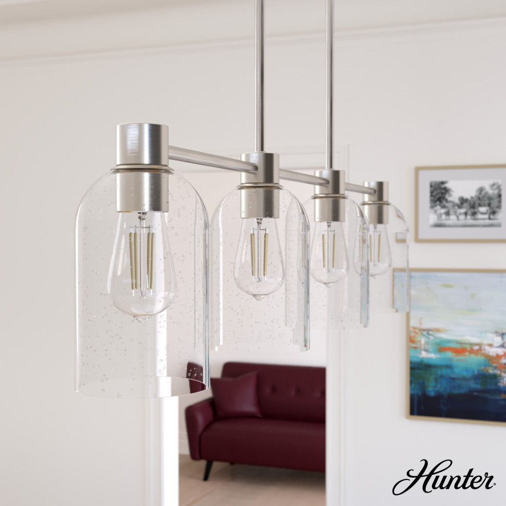 Hunter Lochemeade Brushed Nickel 4 Light Chandelier Ceiling Light Fixture