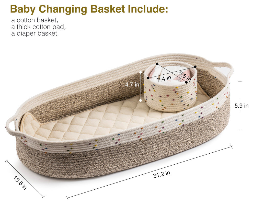 Macrame Boho Theme Moses Basket for Babies, Handmade, 100% Cotton Rope