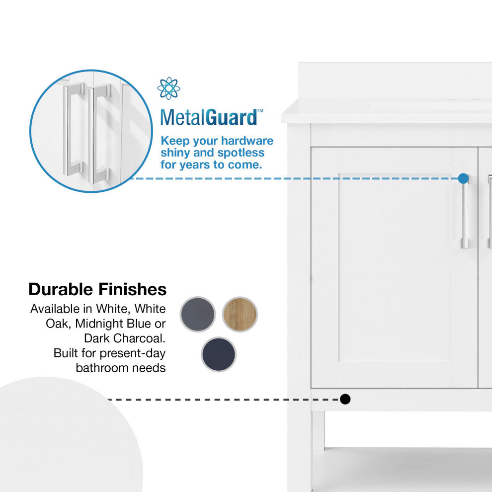 Ove Decors Vegas Single Sink Bathroom Vanity Set With Countertop, White, Antique White, 30"