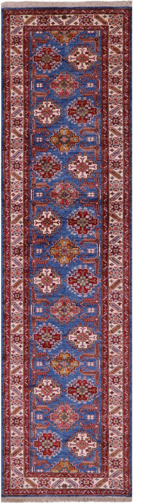 2' 8" X 10' 1" Runner Super Kazak Handmade Wool Rug - Q12969